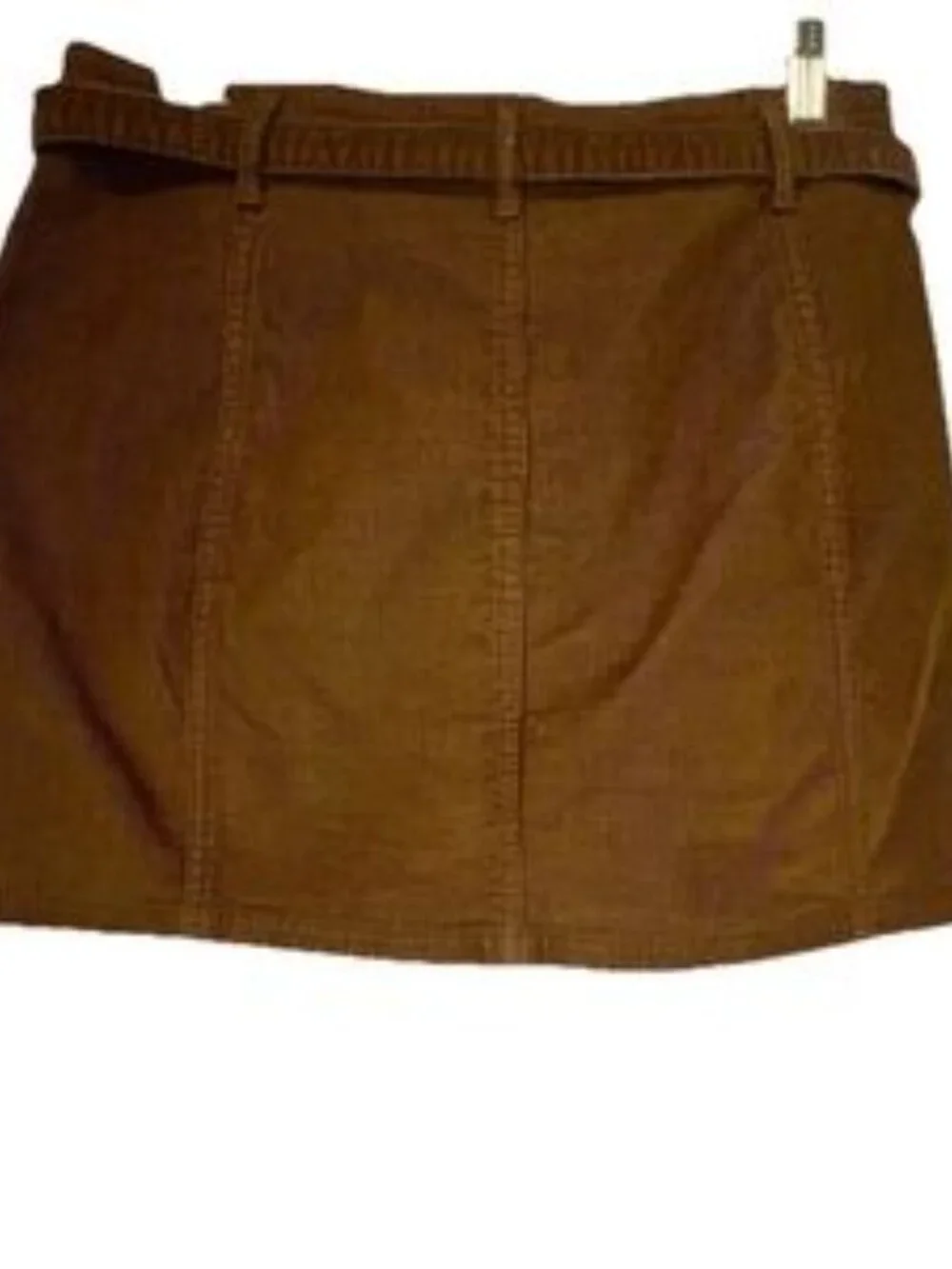 Mini Skirt Size 6 Tan Belted A-Line Button Front - Picture 3 of 5